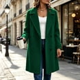 thumbnail image 3 of Women's Mid Length Trench Coats Wool Blend Lapel Double Breasted Long Sleeve Oversized Loose Work Office Commute Fall Winter Daily Outerwear Pea Coats, 3 of 9