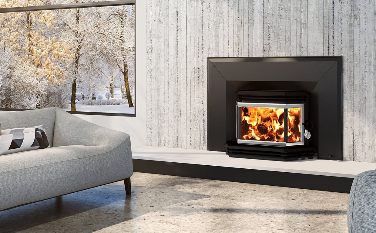 Osburn 1800 Wood Insert with Regular Faceplate, Black Trim, and Brushed  Nickel Door Overlay - Walmart.com