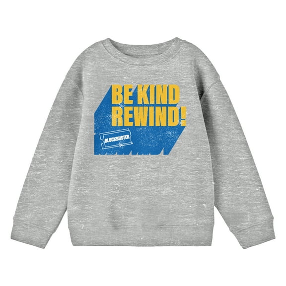 Blockbuster Be Kind, Rewind Distressed Junior's Gray Sweatshirt-M