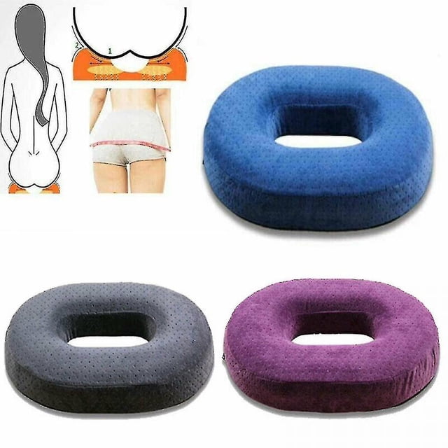 Cojín de espuma viscoelástica para asiento de silla con forma de anillo para aliviar el dolor de coxis de color gris