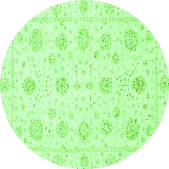 Ahgly Company Indoor Round Oriental Green Traditional Area Rugs, 7' Round