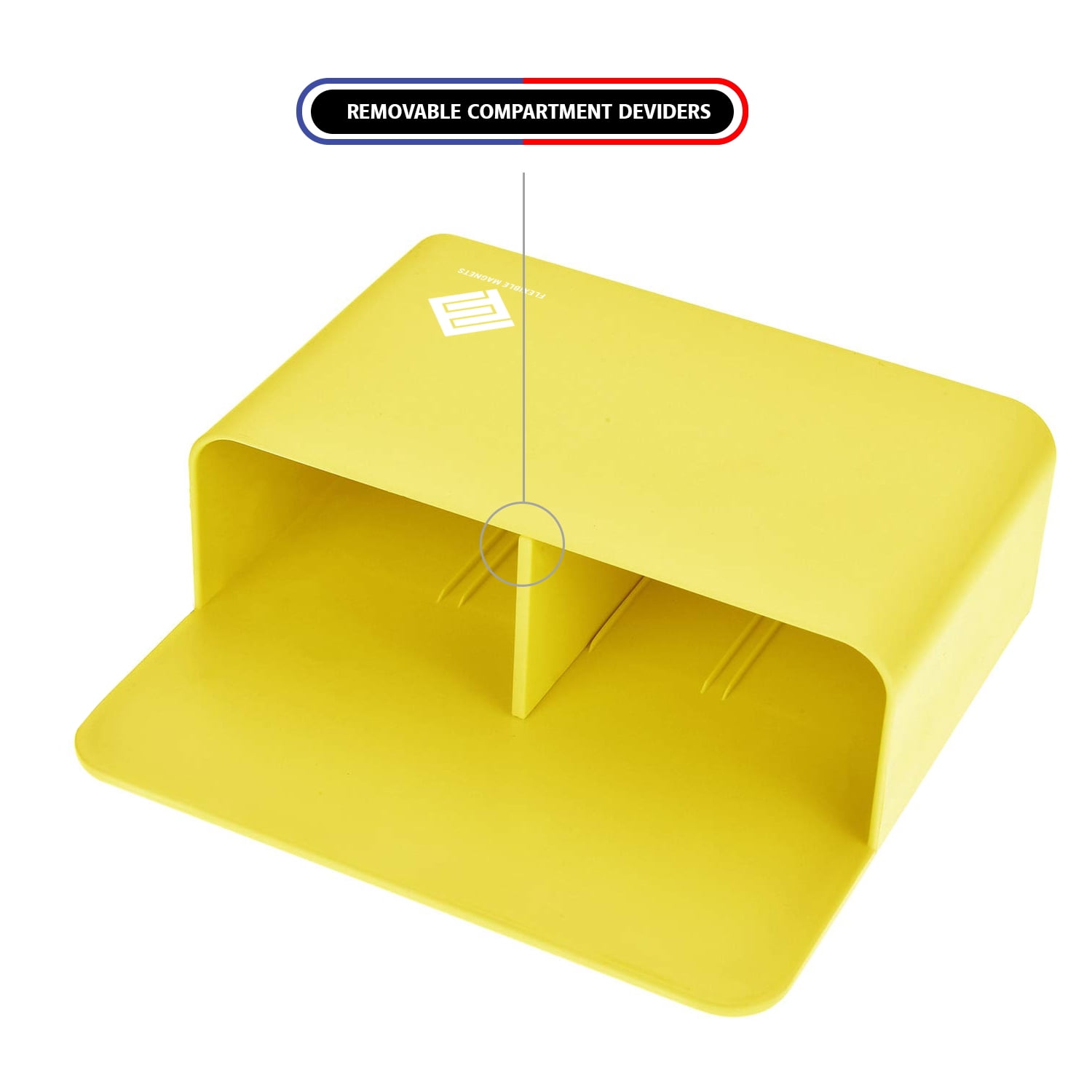 Magnetic Marker Holder, Strong Durable Plastic With Magnetic Back. Includes 4 Colored Markers With Eraser On Cover. (Yellow)
