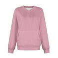 thumbnail image 4 of Women's V Neck Pullover Sweatshirt Soft Long Sleeve Casual Tops For Daily Wear And Sports Comfortable Loose Fit Winter Clothing With Pockets Years Eve Sweater Womens Fashion Tops Winter Womens Dress, 4 of 4