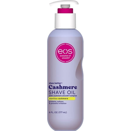 eos Cashmere Skin Collection Shave Oil, Vanilla Cashmere, Soothing and Moisturizing, Prevents Irritation and Razor Burn, Entire Bikini Area-Approved, 6 fl oz Packaging May Vary