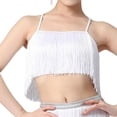 thumbnail image 6 of fenteer Women Tassels Fringe Dance Top Belly Dance Top for Club Masquerade Carnivals White M, 6 of 8