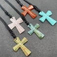 thumbnail image 5 of Natural Chakra Cross Quartz Crystal Stone Healing Gemstone Pendant Necklace Gift, 5 of 7