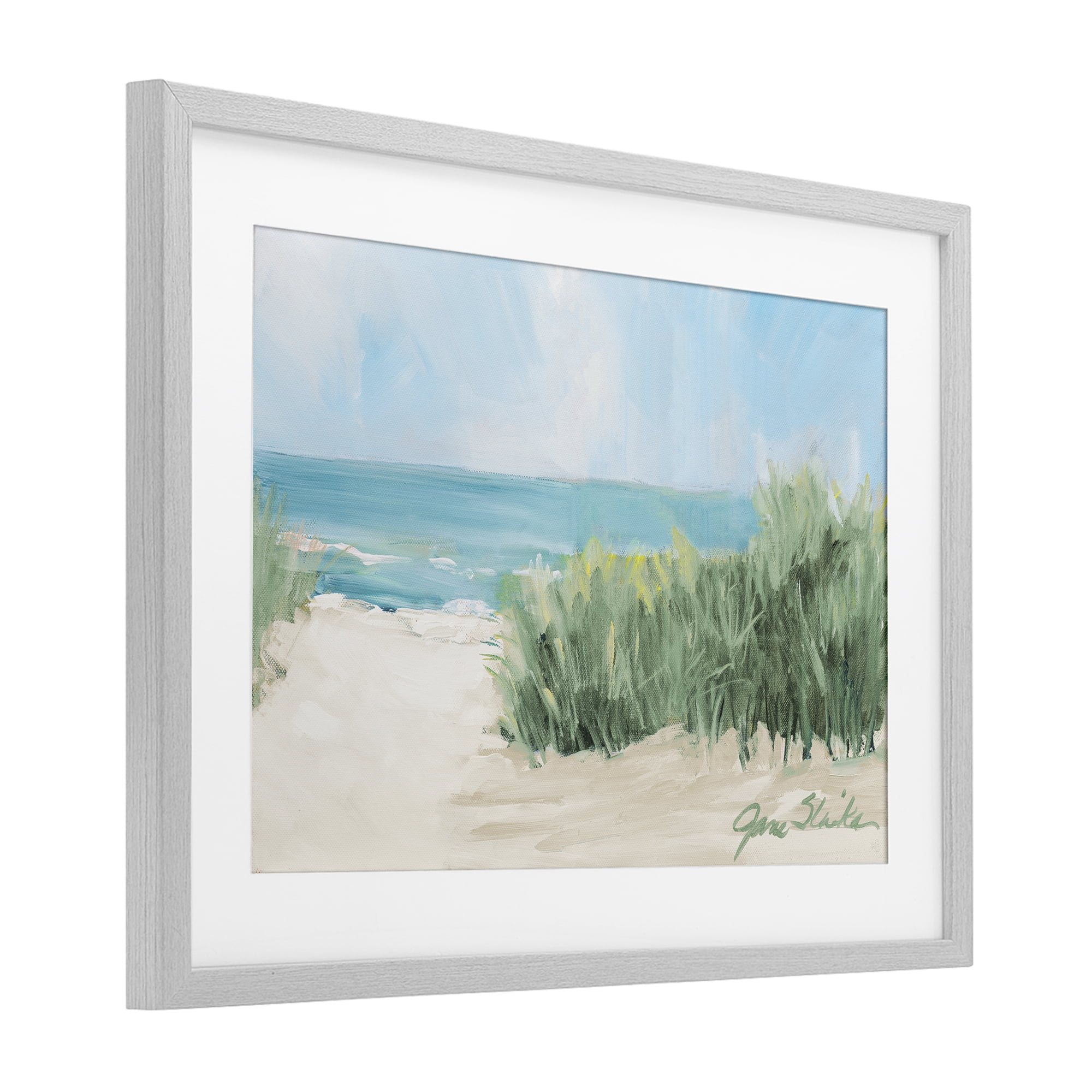 Stupell Industries Soothing Beach Day Gray Framed Print Under Glass, design by Jane Slivka