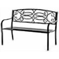 thumbnail image 2 of Steel Outdoor Patio Garden Park Seating Bench with Cast Iron Scrollwork Backrest, Front Porch Yard Bench Lawn Decor, 2 of 4