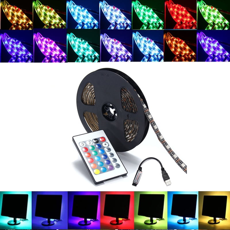 1/2/3/5 m 5V 5050 RGB LED Strip Light TV Back Lighting Kit+USB Remote Control 