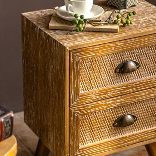 Gexpusm Rattan Side Table Nightstand, Small End Tables Living Room