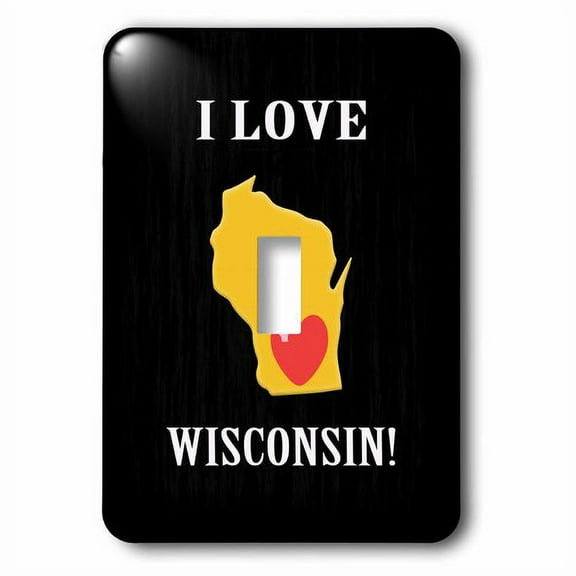 3dRose, I Love Wisconsin with a Heart on the State, Yellow, Black and Red, single toggle switch