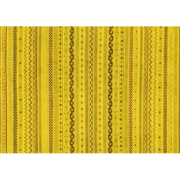 Ahgly Company Indoor Rectangle Solid Yellow Modern Area Rugs, 7' x 10'