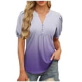 thumbnail image 1 of Liquidation d'Économies! Hauts pour Femmes Grande Taille, Blouse d'Été à Manches Courtes pour Femmes, Blouse Décontractée à Imprimé à Col en V à Manches Courtes pour Femmes, 1 of 5