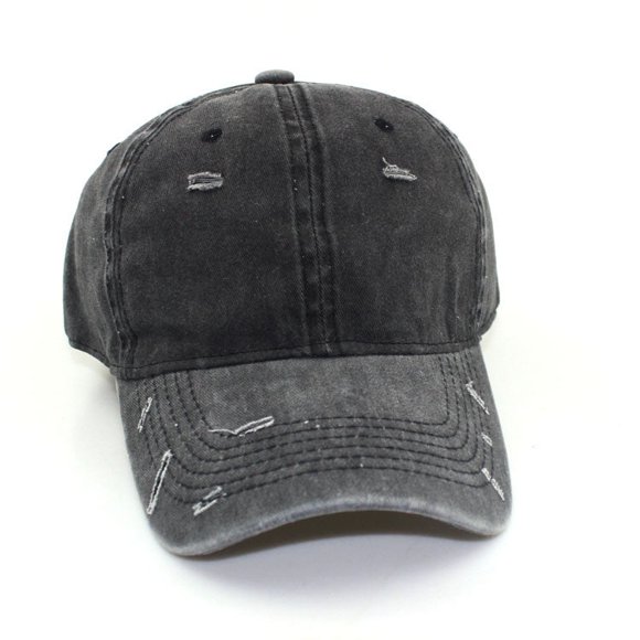 Vintage Distressed 100% Cotton Adjustable Solid Polo Denim Baseball Cap Hat Ball Dad Washed