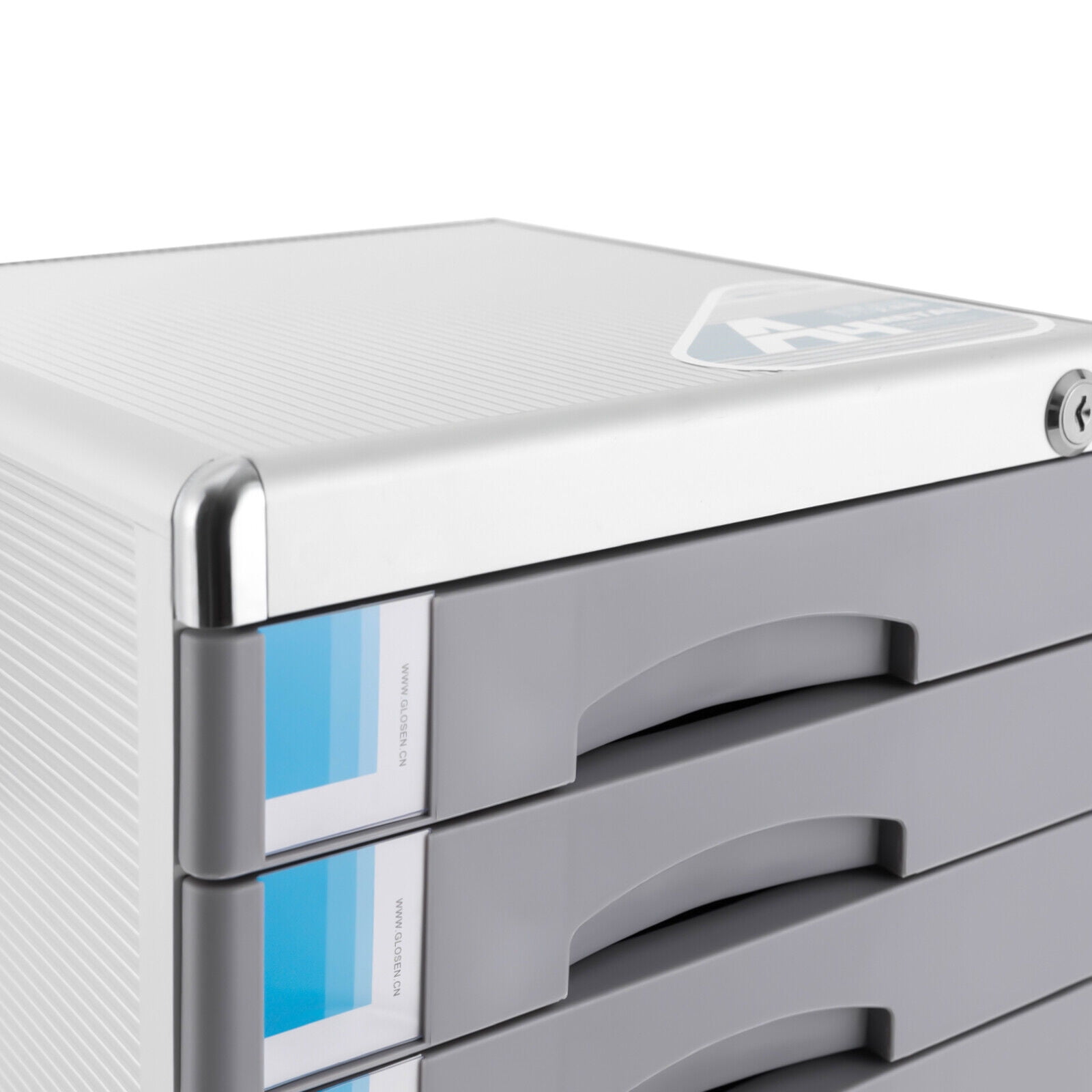 Office Filing Cabinet 7 Drawer Aluminum Alloy File Cabinet W/ Lock Desktop Grey