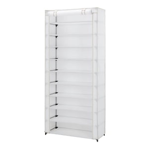 Mainstays 10-Shelf Shoe Organizer with Cover, White