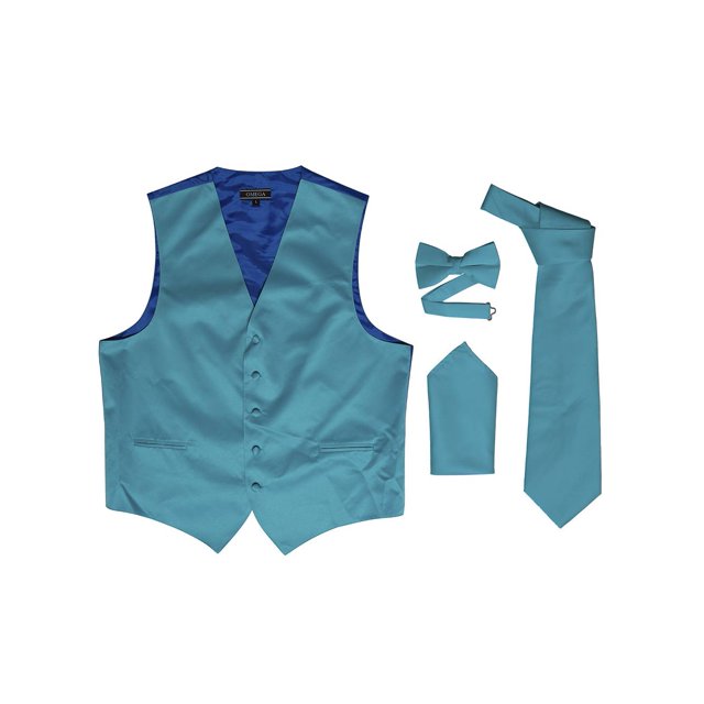 Omega Button Vest Formal 4 piece Dress Kit - Aqua Blue - 3X-Large