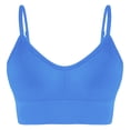 thumbnail image 3 of QATAINLAV Womens Padded Seamless Wireless Sport Bras Solid Casual Summer Spaghetti Straps Bralette Yoga Workout Crop Tops Blue XL, 3 of 7