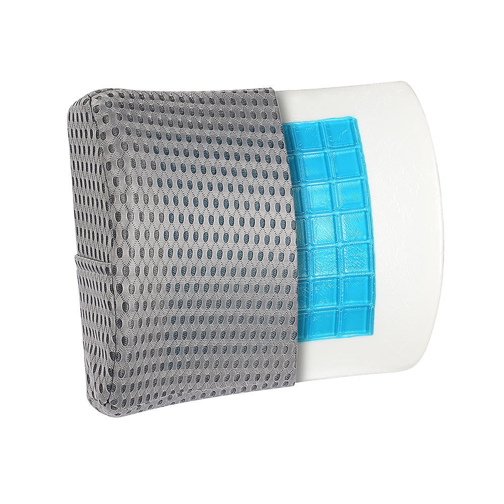 Moustache Lumbar Support Pillow Cool Gel Memory Foam Lower Back Cushion For Office Chair Car Grey