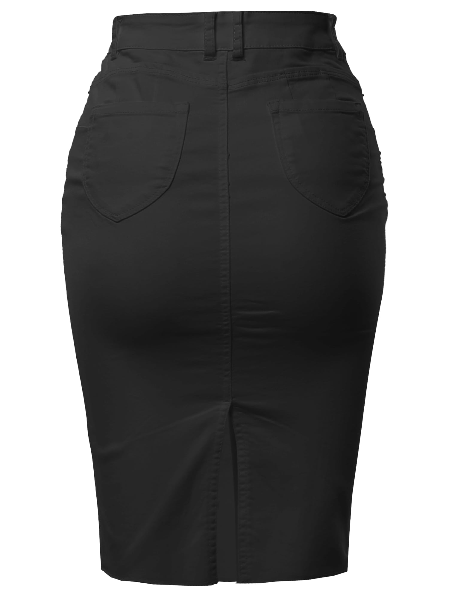 A2Y Women's Slim Fit Rayon Knee Length Back Slit Denim Jean Pencil Skirt  Army Green M - Walmart.com
