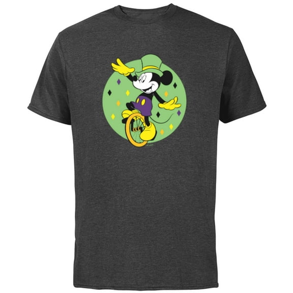 Disney Mickey Mouse Unicycle Mardi Gras Carnival Holiday - Short Sleeve Cotton T-Shirt for Adults - Customized-Charcoal