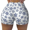 thumbnail image 2 of Fotbe Dark Blue Snowflakes Shorts Sin Costuras – Shorts Deportivos de Cintura Alta para Mujer, Elásticos para Gimnasio, Yoga, Running o Ciclismo-Large, 2 of 8