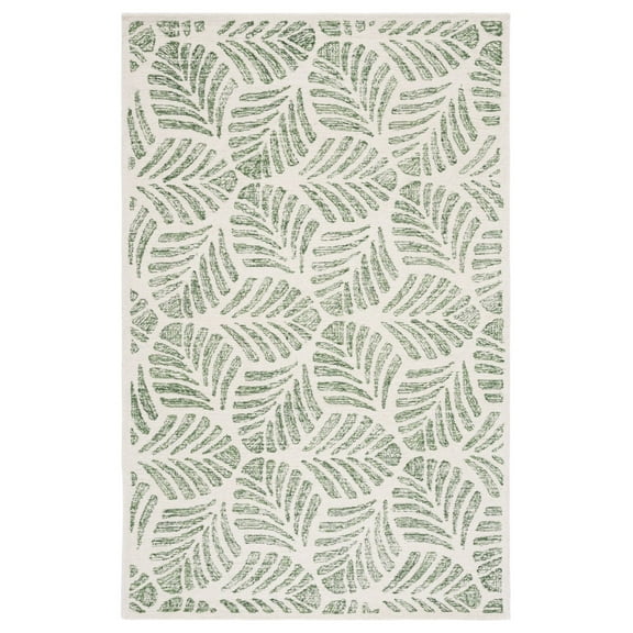SAFAVIEH Jardin Cyan Leaves Area Rug, Ivory/Green, 3' x 5'