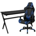 thumbnail image 2 of EMMA + OLIVER Gaming Chair and Desk Bundle with Headset Hook and Mouse Pad Top, Black/Blue, 2 of 14