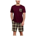 thumbnail image 1 of GDREDA Ensemble de Pyjama pour Hommes Printemps Été Manches Courtes Shorts Col Rond Manches Courtes à Carreaux Deux Pièces T-Shirt avec Poche Poitrine Ensemble de Pyjama Maison Rouge,TG, 1 of 5