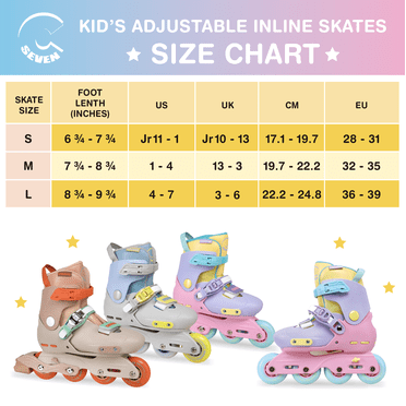 C SEVEN C7skates Kids Adjustable Inline Skates With Light Up Wheels & Protective Gear Set