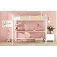 thumbnail image 6 of Full Loft Bed with Desk and Shelves, Metal Loft Bed Frame with Full-length Guardrail and 4-Step Ladder for Kids Teens, Loft Bed with Desk Underneath&Storage for Bedroom Dorm, White, 6 of 7