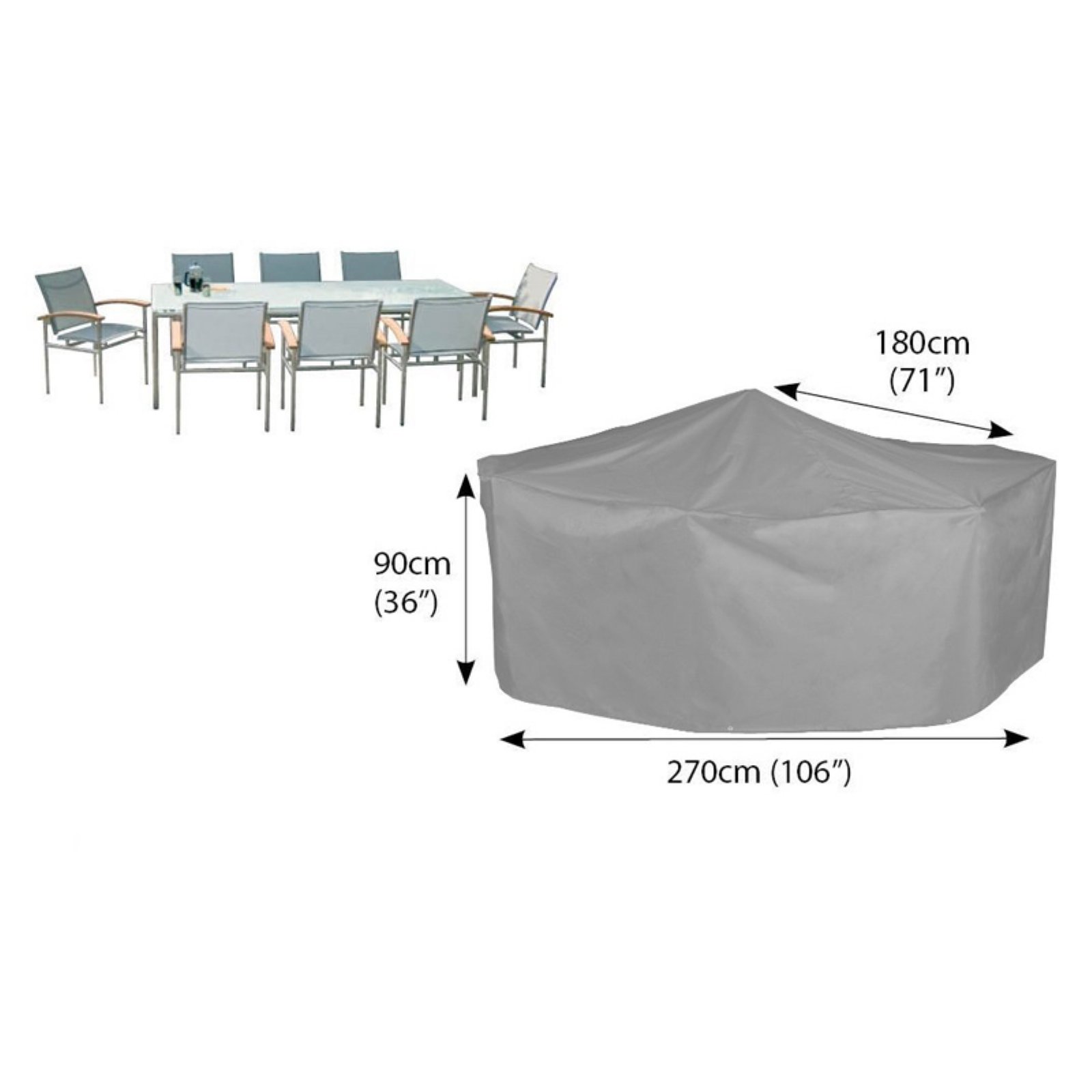 Bosmere Waterproof Grey Outdoor Rectangle Table & 6 Chair Set Cover - 106L x 71W x 36H in. - image 4 of 4