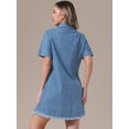 thumbnail image 4 of DARING DIVA Short Sleeve Denim Collared Button Front Jean Dress 2XL Light Blue, 4 of 7