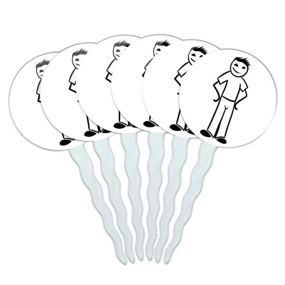 Dad Stick Figure Family Cupcake Picks Toppers - Set of 6