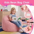 thumbnail image 2 of Fulsmile 2.5Ft Bean Bag Chair for Kids with Memory Foam Filling Kid Beanbag Chair Detachable Soft Cover for Bedroom Living Room, Stripe Pink, 2 of 7