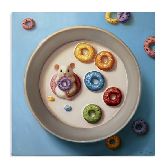 Stupell Industries Eclectic Morning Dunk Cereal Mouse Canvas Art, 17 x 17, by Lucia Heffernan