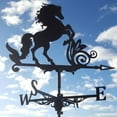 thumbnail image 2 of Iron Black Horse Weathervane Roof Mount Weather Vane Garden Ornament Black08, 2 of 6