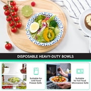 VPLUS Disposable Paper Bowls, 12 Oz 150 Count, Microwave Safe, Soak Proof, Heavy Duty Flower Printed Paper Bowls for Dinner or Lunch