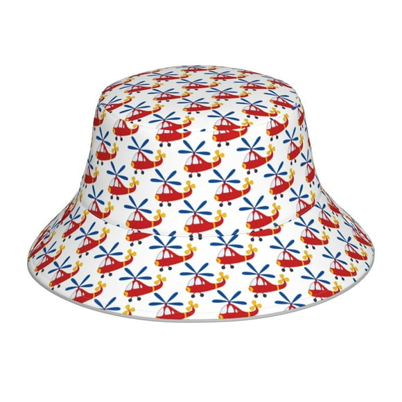 Saiise Cartoon Helicopter Print Men and Women Night Reflective Hat Runner Cap Visor Bucket Hat Boonie Cap