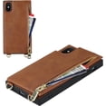 thumbnail image 6 of Crossbody Wallet Case for iPhone X/iPhone Xs with Card Slot Holder,Magnetic Flip Folio Purse Case, PU Leather Zipper Handbag with Detachable Lanyard Strap 5.8 Inch (Brown), 6 of 16