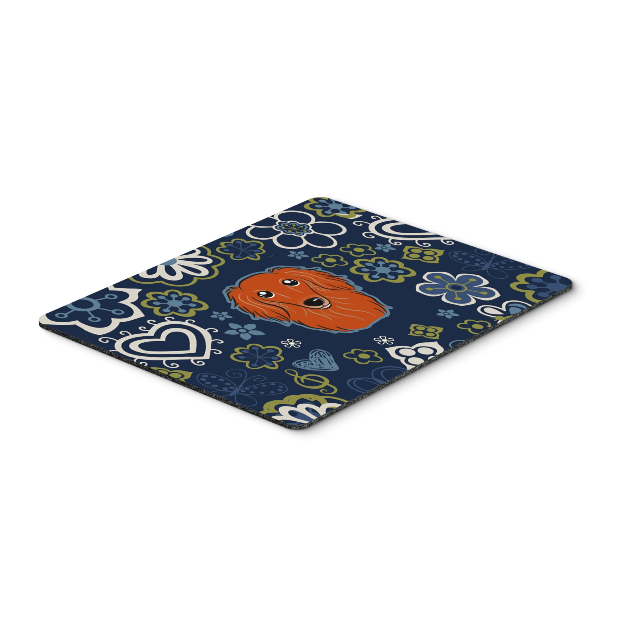 Tappetino Per Mouse E Sottopentola Con Design Bassotto - Scacchiera Blu E Nero, Resistente Al Calore (7 3/4 X 9 1/4 Pollici)