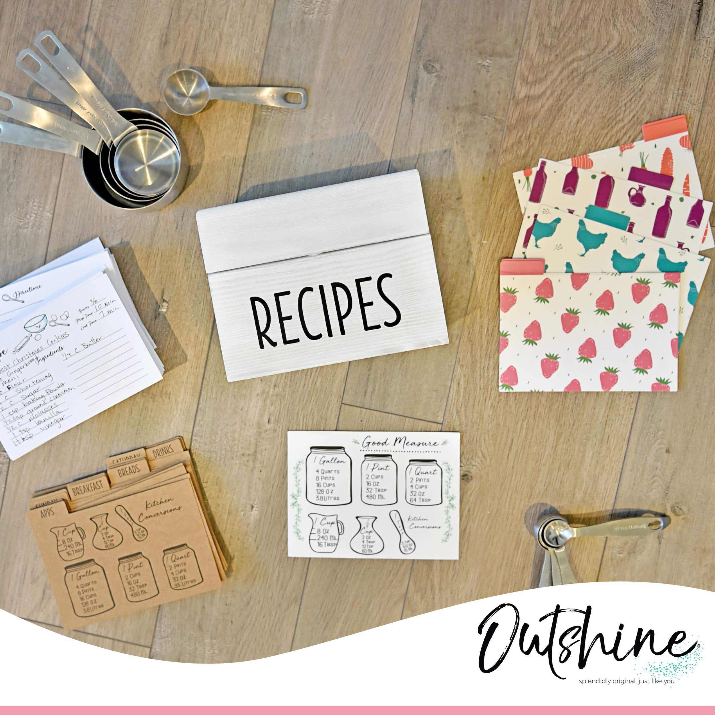 Outshine Premium White Recipe Card Dividers 4x6 with Tabs (Set of 24) | Recipe Box Dividers Made of Thick Cardstock | Includes 28 Adhesive Labels