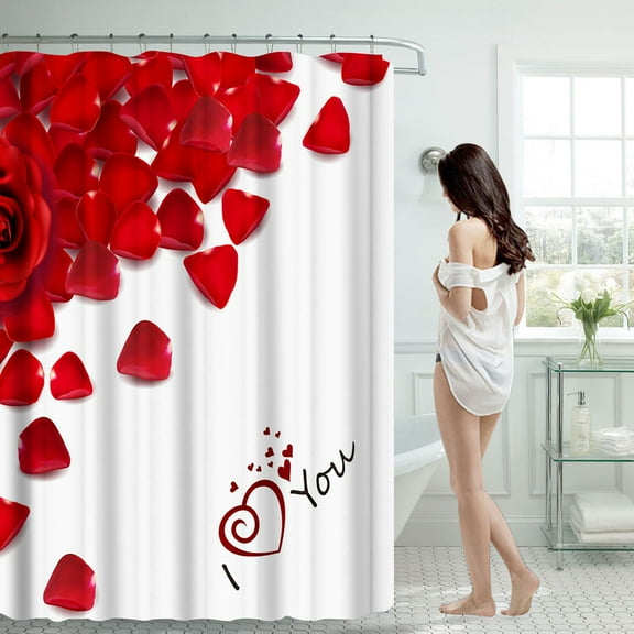 Shower Curtain 70x70 Inch With 12 Plastic Hooks Waterproof Shower Curtain Bathroom Heavy Side Shower Curtain Machine Washable Quick Dry/ Shower Curtain (180×180Cm)