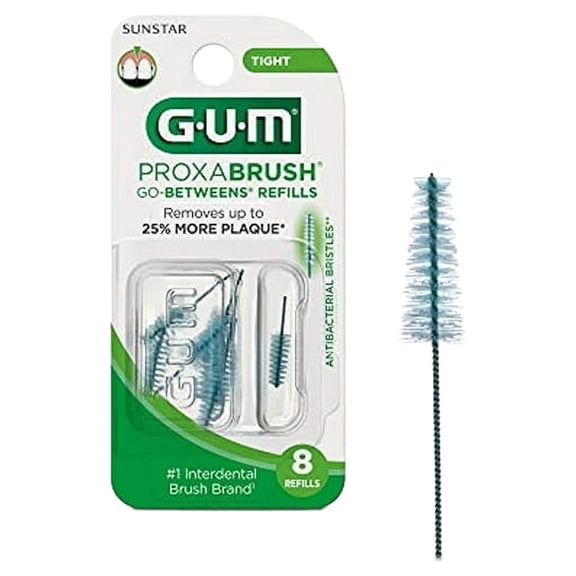 GUM Proxabrush Go-Betweens Interdental Brush Refills, Tight, 8 Count