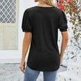 thumbnail image 7 of Fesfesfes Girls Crop Top Fashion Casual Women's Solid Short Sleeve Round-neck Fold Button T-shrit Top Blouse Winter Tops for Women XL(US:10), 7 of 7