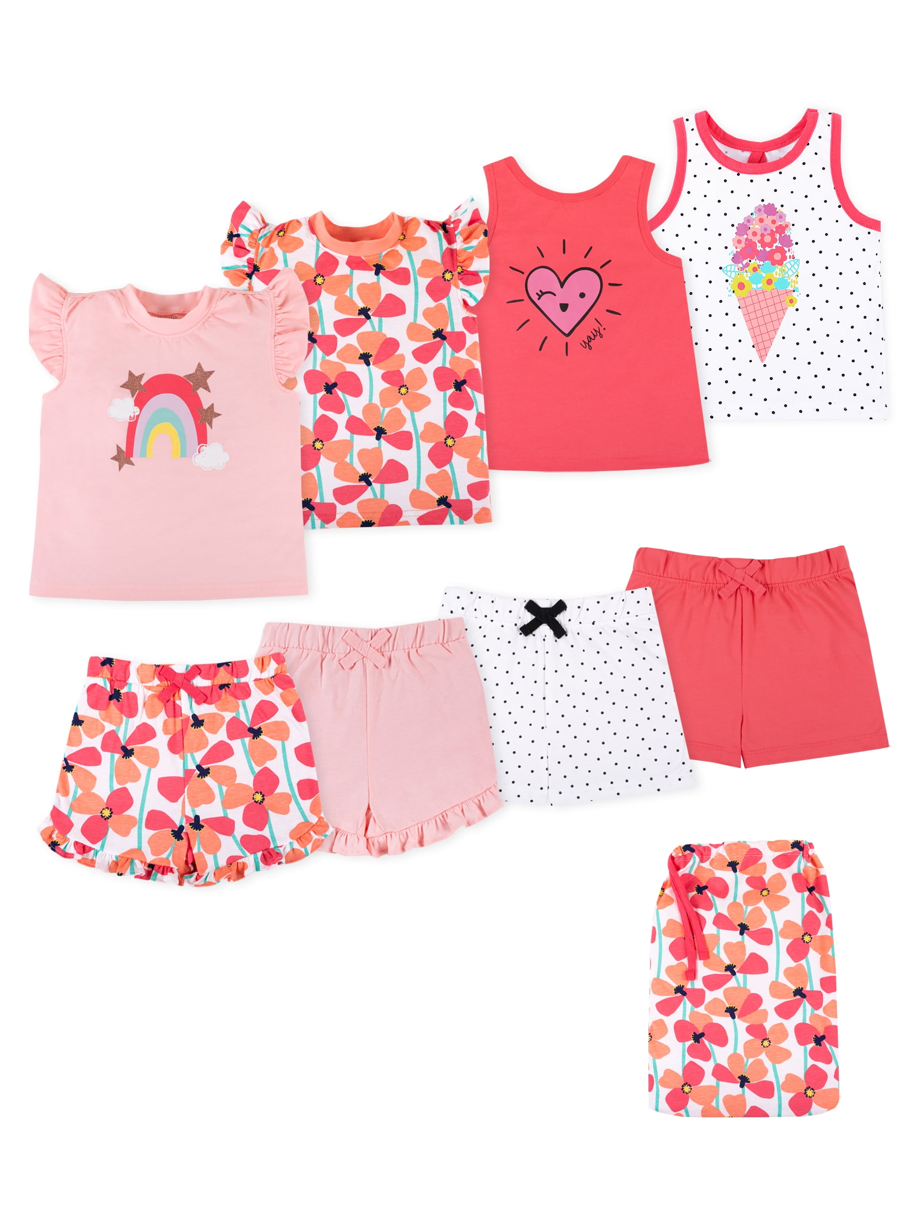 NEW Baby Girls 2 pc Set Size 12 Month Tank Top Shirt Purple Pink Love Bug Shorts 