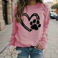 thumbnail image 2 of Arlun Womens Dog Mama Sweatshirts Dog Paw Printed Love Heart Graphics Long Sleeve Crewneck Pullovers Soft Comfortable Loose Thin Casual Hoodless Tops Pink S, 2 of 4