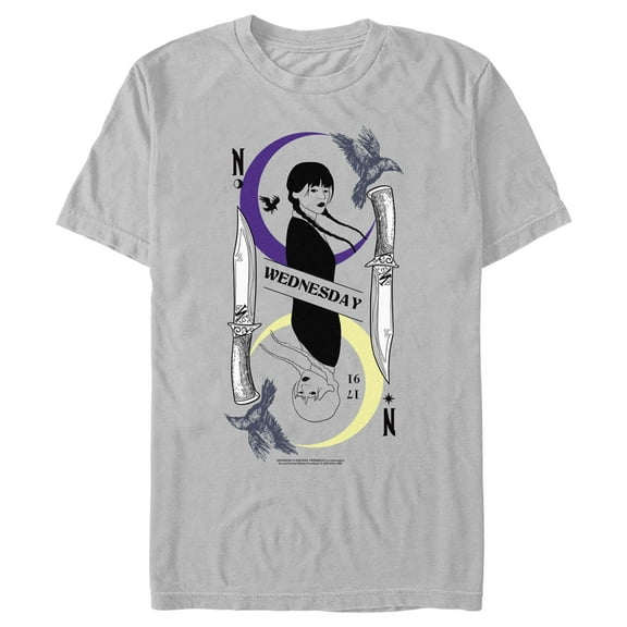 Men's Wednesday Character Line Art  Graphic Tee Silver 3X Large