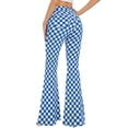 thumbnail image 2 of Bell Bottom Jeans for Women High Waisted Stretch Plaid Flare Jeans Denim Bootcut Pants(Blue Checkered,0), 2 of 7