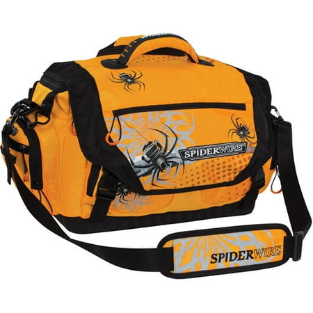 Spiderwire Soft Sided Fishing Tackle Bag with 4 Large Utility Lure Box Storage Containers, Medium, Orange /